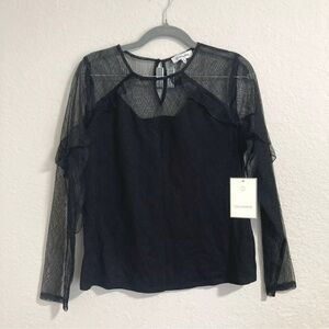 Calligraphie Womens Top Long Sleeve Black size M